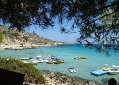 a group of boats in a body of water at Villa millie Cyprus in Protaras