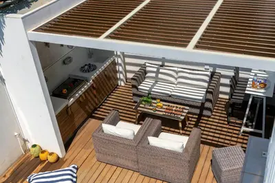 an aerial view of a balcony on a cruise ship at Protaras Villa Dafni in Protaras