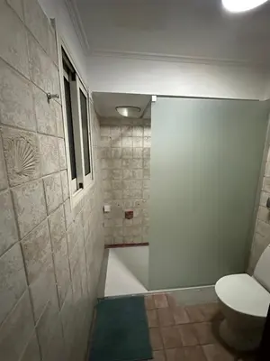 a bathroom with a toilet and a shower stall at SEA VIEW AMATHUS LUXURY APT in Limassol