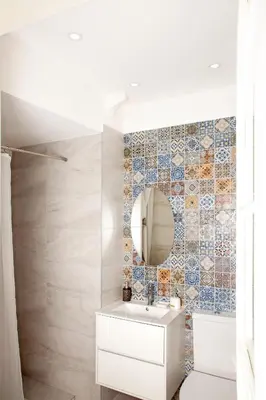 a bathroom with a sink and a mirror at MeMeraki Artist Residency in Limassol