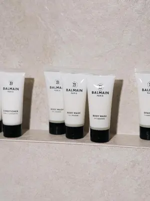 a group of four products sitting on a shelf at The Nines in Ayia Napa