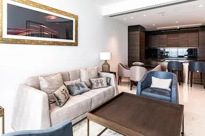 a living room with a couch and chairs at Del Mar Beachfront 'C' 2 Bedroom Residence in Limassol