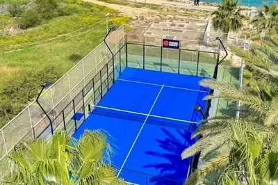 an overhead view of a tennis court at DIANA - Coralli Beachfront Apartment in Protaras