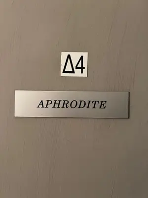 a sign on a door that says antiparticle at APHRODITE 2 Bedroom Apartment Down Town Nicosia in Nicosia