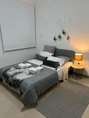 a bedroom with a large bed in a room at HESTIA Studio Downtown Nicosia in Nicosia