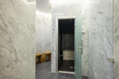 a bathroom with a glass door and a shower at 360 Nicosia-3 bedrooms Exclusive Panoramic View Residence in Nicosia