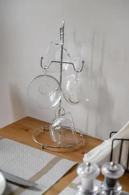 a glass chandelier sitting on top of a table at Omodos vintage houses in Omodos
