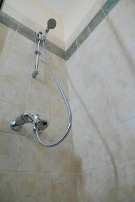 a shower in a bathroom with a shower head at Kakopetria's Holiday House in Kakopetria