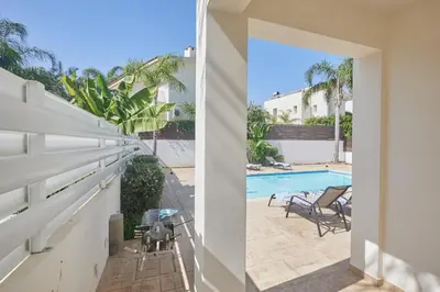 a view of the swimming pool from a house at Protaras Holiday Villa Dv27 in Protaras