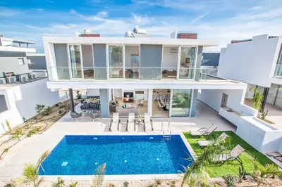 an aerial view of a house with a swimming pool at Olivine Pearl OL20 in Protaras