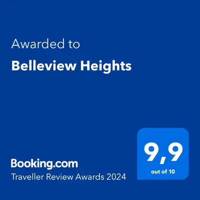 a blue phone screen with the text awarded to bellview heights at Belleview Heights in Limassol